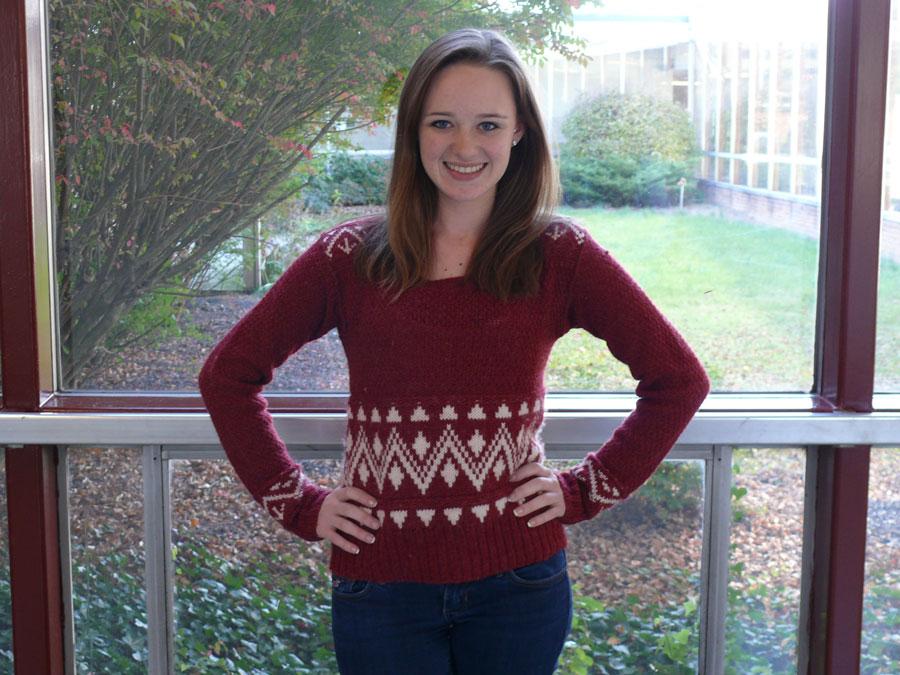 Senior Miranda Clash flaunts her fashionable sweater. 