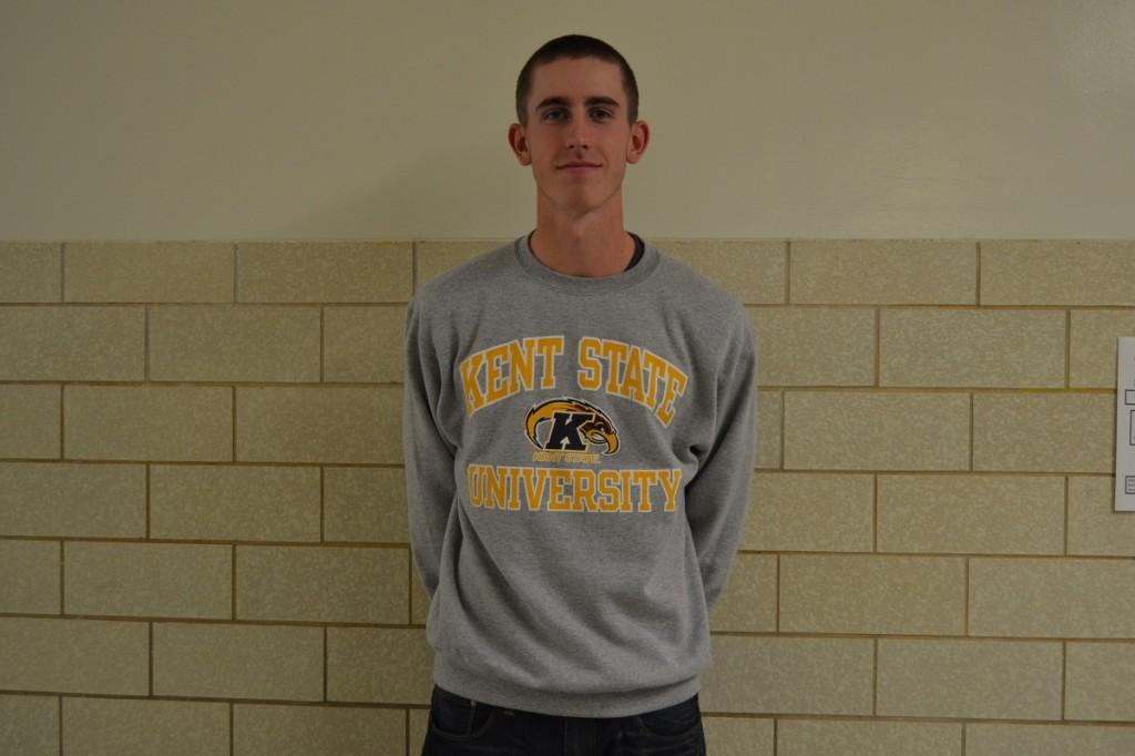 JD Hughes represents Kent State in his crewneck.