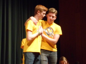 Senior Luke Bateman and junior Jules Harper are acting out one of the main events at Wingin' It