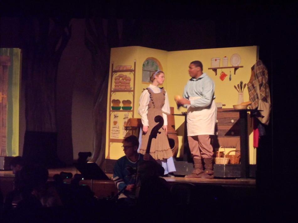 Sophomore Kaelan Felknor-Edwards and senior William Hunter play the bakers wife and the baker in the play as one of the fairytales that are in the play In The Woods.