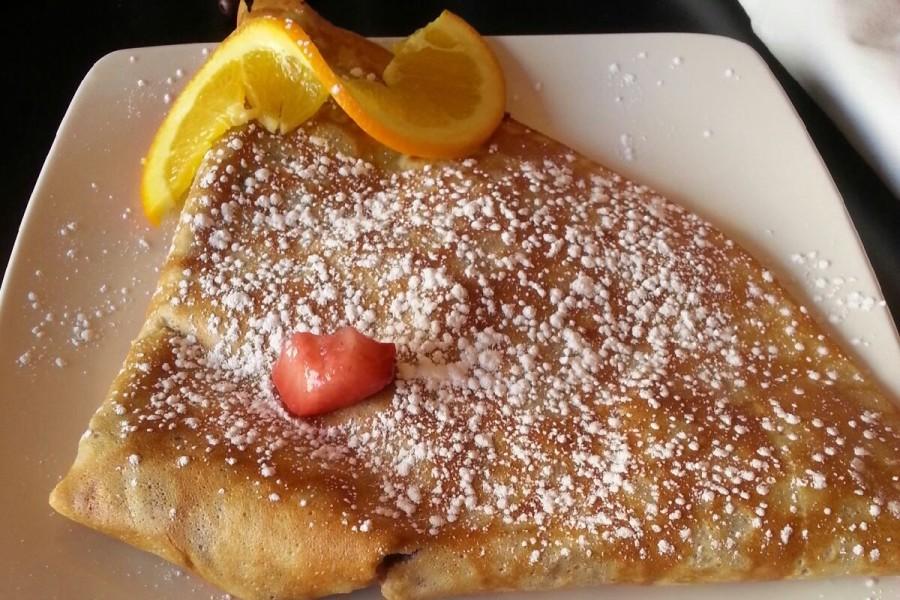 The nutella and strawberry-filled crepes are a customer favorite at Helenas Chocolate Café and Creperie.