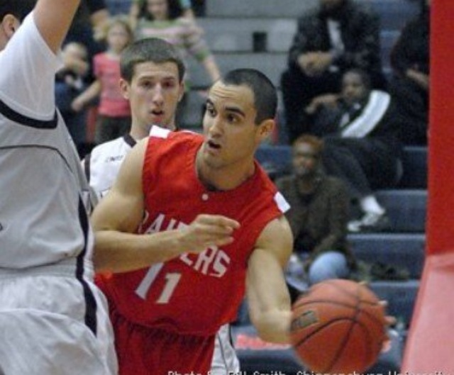 Jordan Stasyszyn passes the ball to a teammate during one of his college games at Shippensburg University.