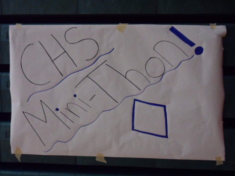 Posters made by the councils, were hung around the gym and school, either saying CHS Mini-Thon! or "For the Kids!" 