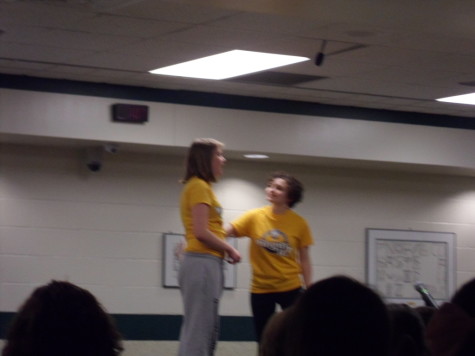 Seniors Jessica Smith and Catherine Bloom start the night with a game called What Are You Doing?. 