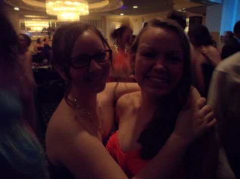 Juniors Lea Cobaugh and Tressa Henry having a great time, talking amongst each other and dancing.