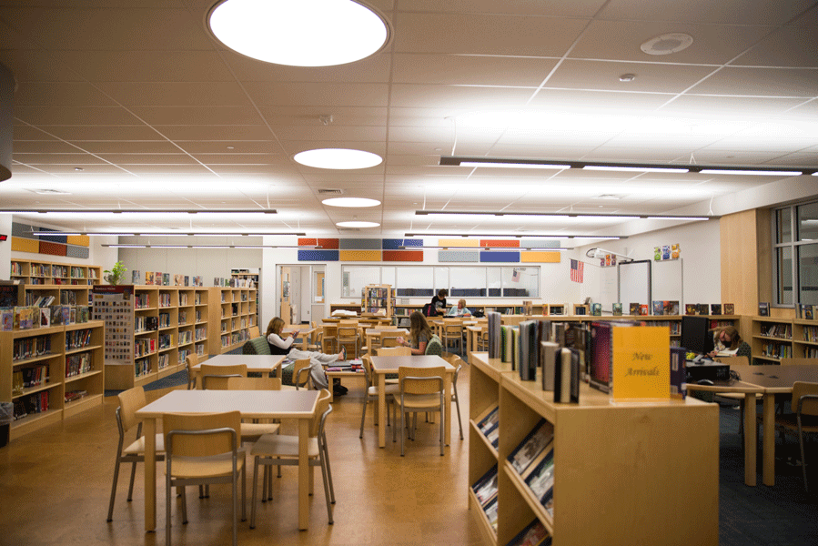 The middle school renovations have been completed.  Shown here is the newly remodeled Lamberton library.
