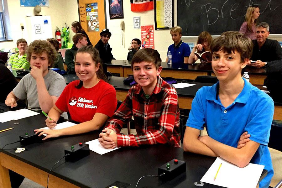 This year, CHS will host a Quiz Bowl competition on Nov 17. PIctured here from left to right: Sophomore Harry Wendelkens, sophomore Sarah Ebert, junior Ben Ulrich, freshman Aidan Checkett.