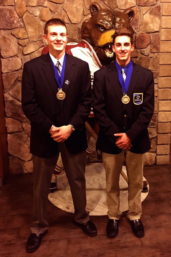 Jake Milligan (left) won Top Role Play score in Marketing Management. Avery Bechtel won Top Role Play score in Restaurant and Food Services Marketing.