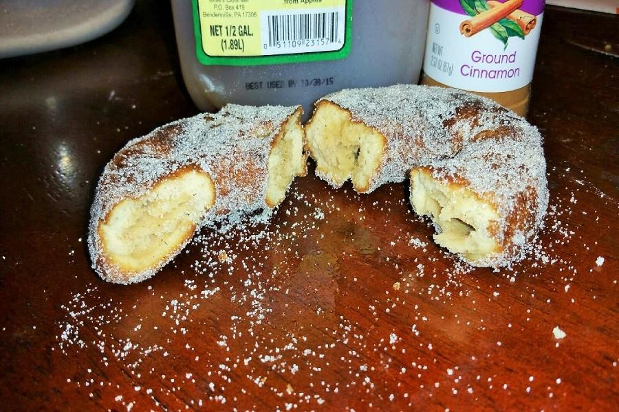 Apple Cider doughnuts with cinnamon-sugar coating