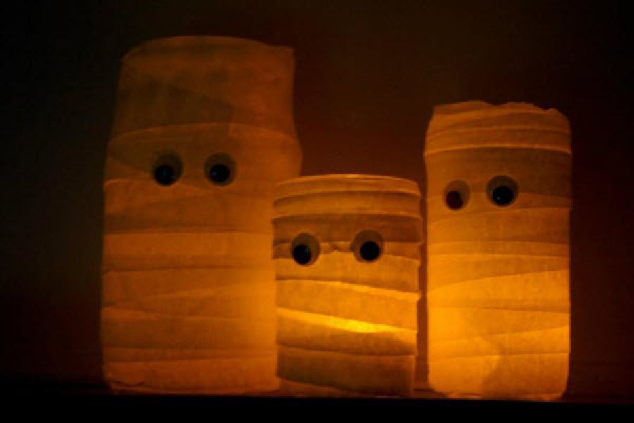 Mummy Mason jars can add spookiness to your house for very little money.