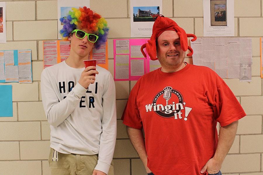 Junior Ian Planck and Mr.Fahnestock pose with their ER-day outfit.