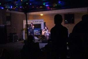 Junior Declan Waters and freshman Lauren Klepp performed at this year's First Cup coffeehouse.