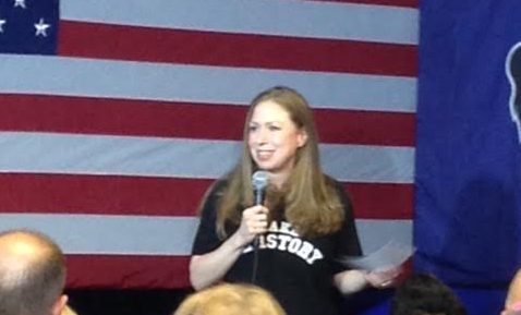 Chelsea Clinton addresses the crowd at the rally.