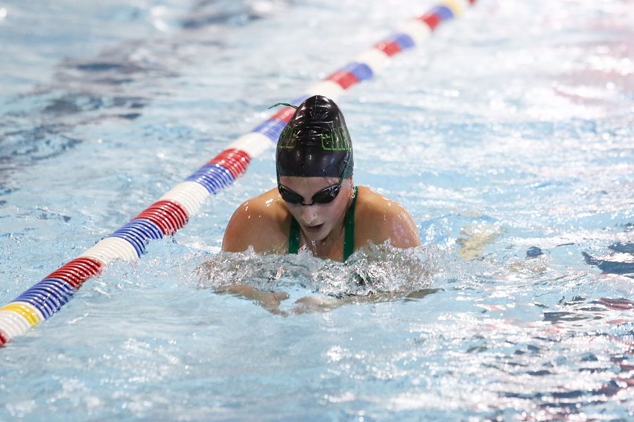 Elizabeth Young competes in breaststroke during a meet last season.