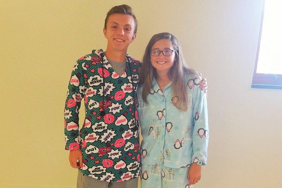 Seniors Alex Henry and Emily Reisinger actively participates in the first spirit day of the year, I Hate Mondays.