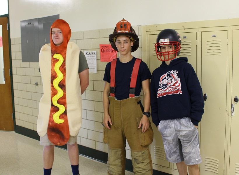 Senior Charlie Shultes poses with sophomores Nate Bernheimer and Seth Bloomquist.
