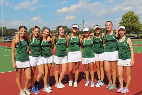 Celebrating victory: The girls tennis team made it to team districts