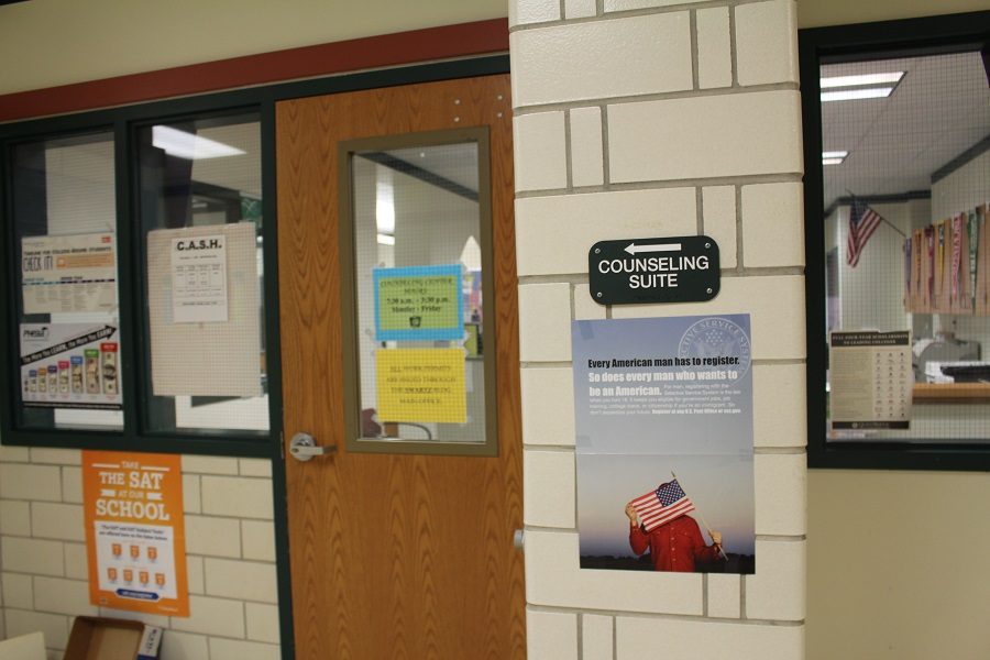 Located in McGowan (pictured) the senior counseling office is swirling with activity at this time of year. No matter what, though, the counselors are always there to help.