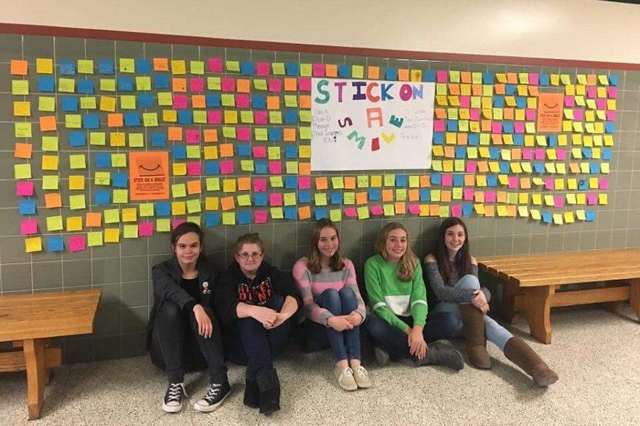 Pictured above are (left to right) Samantha Martin, Ashlyn Davis, Jessalyn Morrow, Arianna Line, and Rita Veneziale sitting below their budding project.