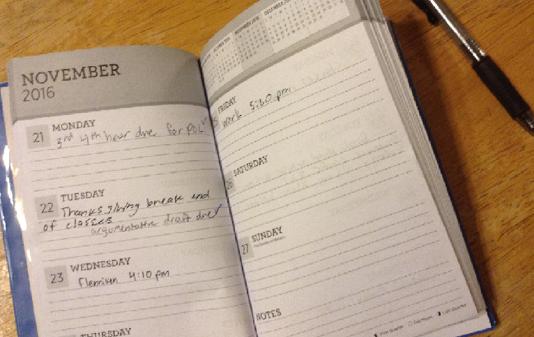 Some schools provide student planners to help students keep track of their responsibilities. 