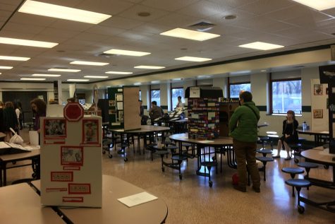 Student exhibitors who took part in National History Day had their projects set up in the Swartz Cafeteria.  