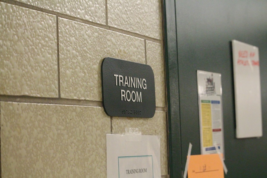 Entrance to the athletic training room at CHS. The trainers are very important to the athletic program at CHS.