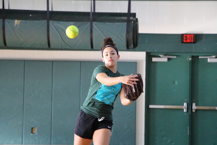 Freshman Rachel Bell participates in a pre-season practice.  The team is getting ready for their 2018 season.  