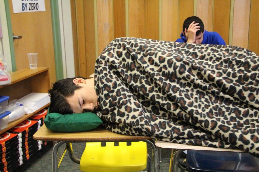 Senior Nick Brewbaker relaxes in study hall. Most seniors schedules are full of study halls if their finals are done already.