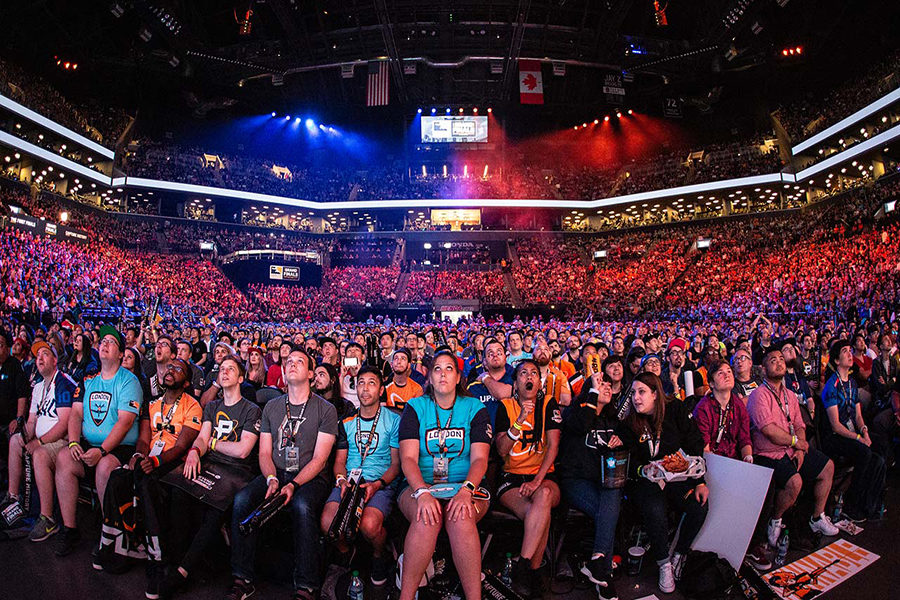 Overwatch League fans observe as the teams Philly Fusion and London Spitfire compete in the championships. There were many teams fighting throughout the eight month season, but only two made it this far.