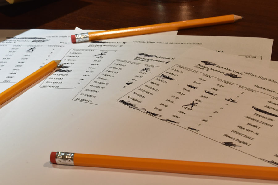 Some altered schedules owned by CHS students. Although some students did drop classes this year, there were less class switches than usual.