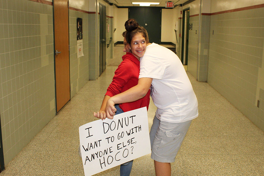 A Homecoming proposal in the hallways of Swartz. Many students are being asked to Homecoming in school.