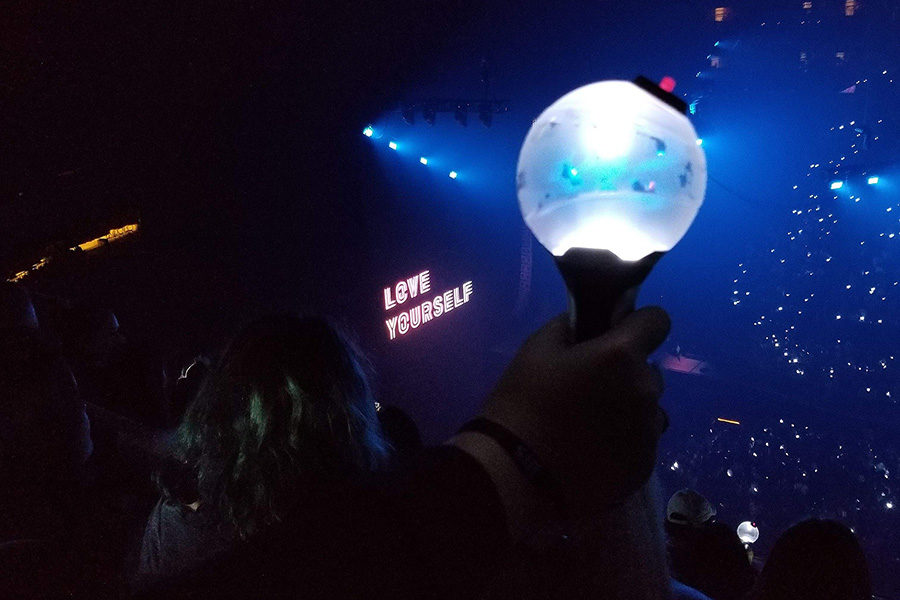 Light sticks are a unique feature that are used during BTSs concerts.  BTSs popularity has been growing all over the world, as they continue spreading a positive message in their music. 