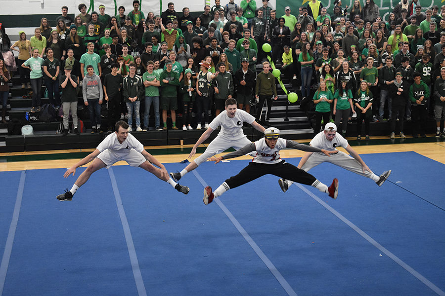 Four Carlisle High School seniors showed their school spirit during the grade level dance-off.