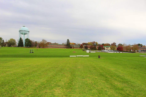 A photo taken from the football practice field looking towards the field hockey field, located next to the CHS stadium.  The CHS field hockey team is one of the most impacted teams by the turf situation.   