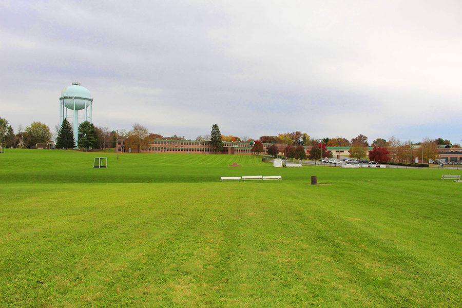 A photo taken from the football practice field looking towards the field hockey field, located next to the CHS stadium.  The CHS field hockey team is one of the most impacted teams by the turf situation.   