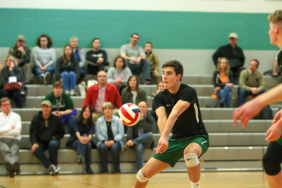 Sam Candland prepares to bump the ball during a match.  Candland is our athlete of the month for March as he prepares to begin his senior campaign on Monday.