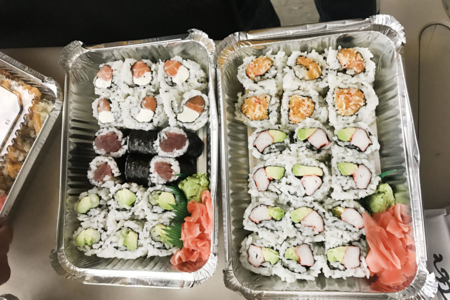 Many customers love Mt. Fuji for their special on sushi rolls.  Pictured here are Philly rolls (tuna and cream cheese), tuna rolls, California rolls (avocado and crab), spicy tuna roll, and vegetarian rolls.