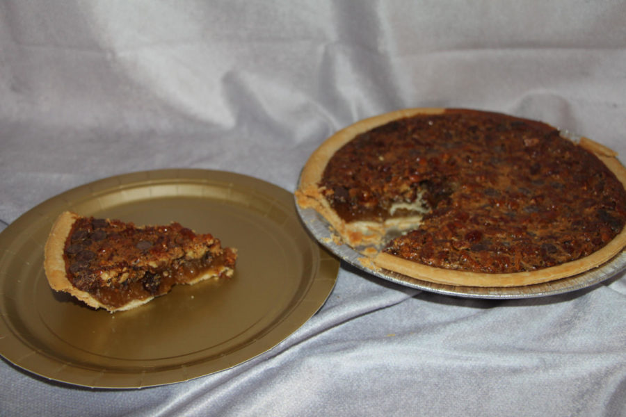 This pie is a chocolate pecan pie from Cracker Barrel in Carlisle, PA. This pie has caramel on the bottom which adds to the flavor. The pecans are a nice combination with the chocolate on top.