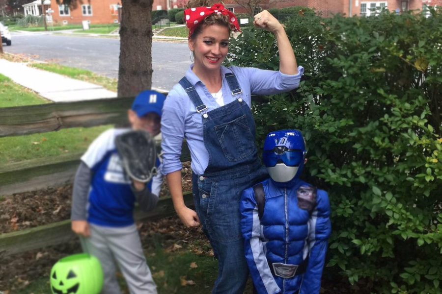 Hanover resident Dawn Wonder shows off her best Rosie the Riveter.  This costume is one of several that can easily be put together in an inexpensive manner.