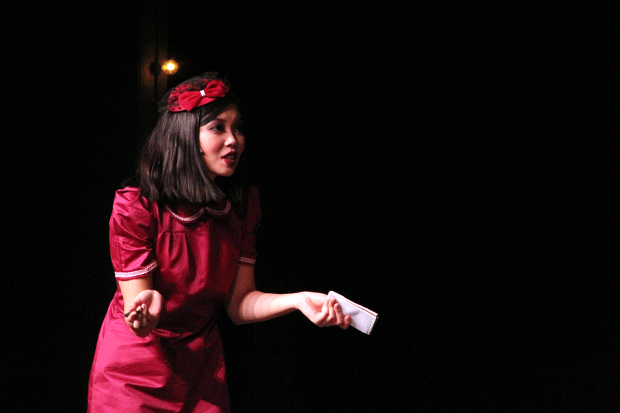 Mary Sunshine, played by junior Maya Neiberg, asks questions through song to Roxie Hart about the recent murder of Fred Casley. Neiberg appeared in the ensemble for the musicals Big Fish and Grease.  