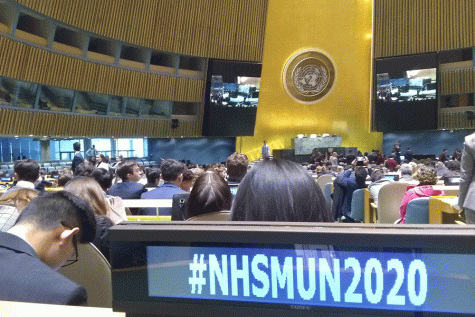 CHS students wait for a panel discussion at the United Nations building in New York. The Model UN team provides students with opportunities to explore the world of foreign affairs in a simulation setting.