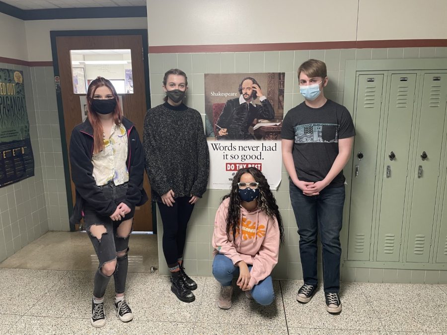 CHANGE THE STAGE: The Shakespeare Troupe is organizing a multimedia performance in place of their traditional fall festival. Seniors (left to right:) McKayla McVey, Josetta Checkett, Lali Baez, and Jack Katunich) hope to leave their mark on CHS Shakespeare Troupe history with this new form of production.