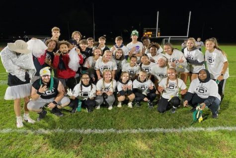WE ARE THE CHAMPIONS: Carlisle High Schools senior powderpuff team and cheerleaders pose for a photo. The team won both of their games on Tuesday, October 19. 