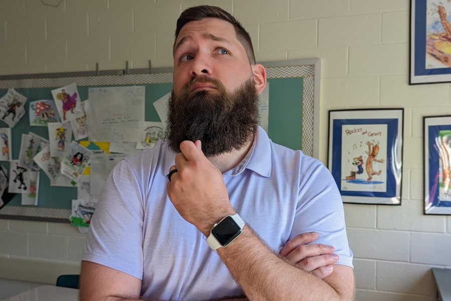 BEST FACIAL HAIR: Mr. Dickerson
Although I dont like facial hair, AT ALL, he always makes sure he is fully groomed. Also, I happen to know that he once dyed his beard pink which I think deserves some credit - Senior Emma Den Hoed
