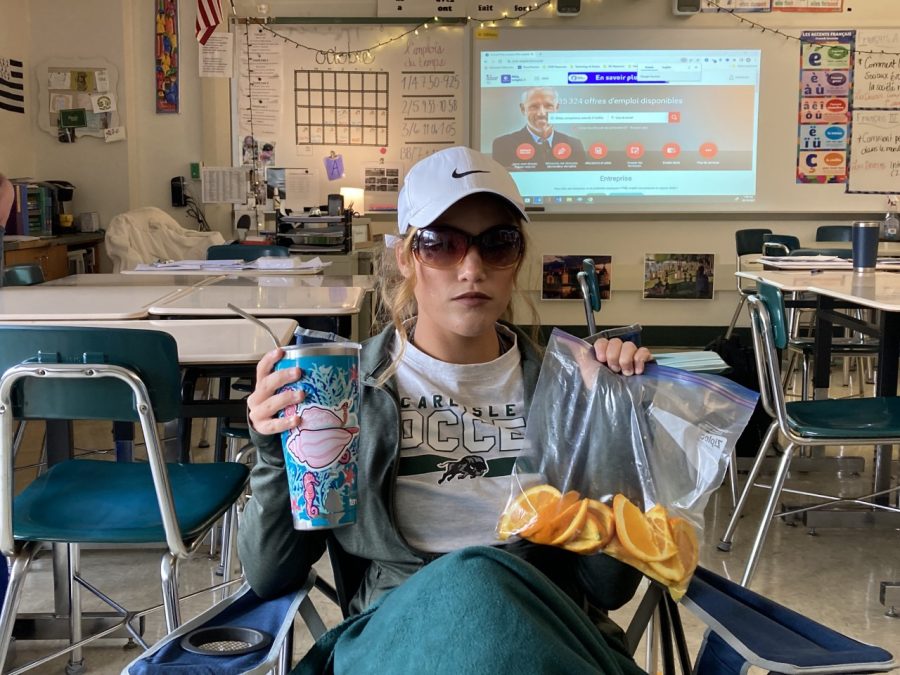 Senior Maliya Kellam in her element as a soccer mom. 