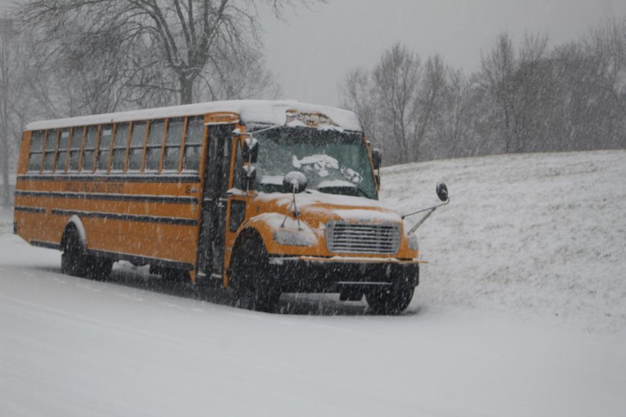 New snow fall on a CHS bus