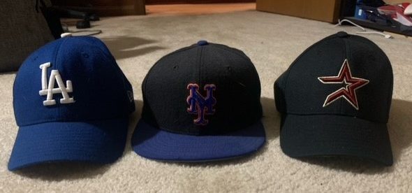 Some of the frontrunning teams represented by their hats. 