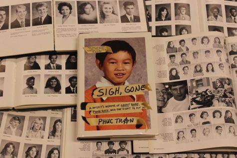 Phuc Tran's book among a plethora of Carlisle High School Yearbooks. 