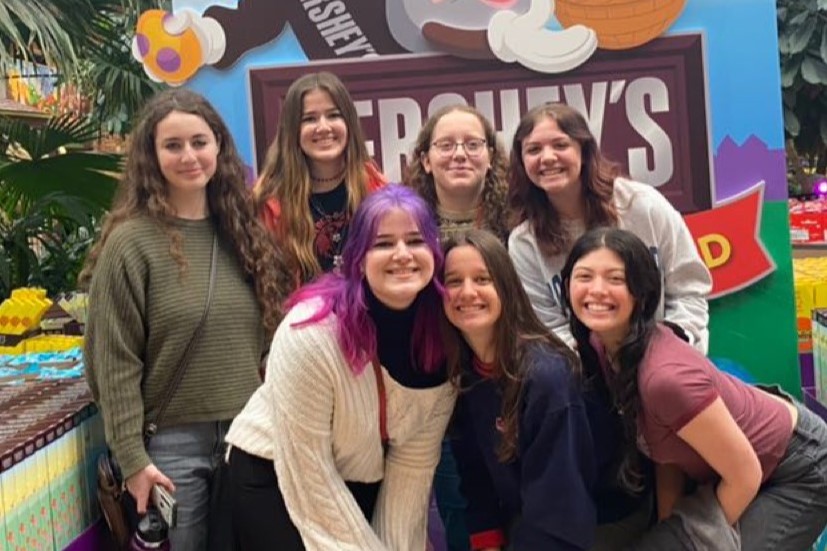 Girls Just Want to Have Fun: Emelia Yencha pictured at Hershey Park with six of her closest friends: (top) Lizzy Frazier, Ashley Richwine, Regan Storm, and (bottom) Ruby Frazier, Maria Franjicic, and Riley Mercado.