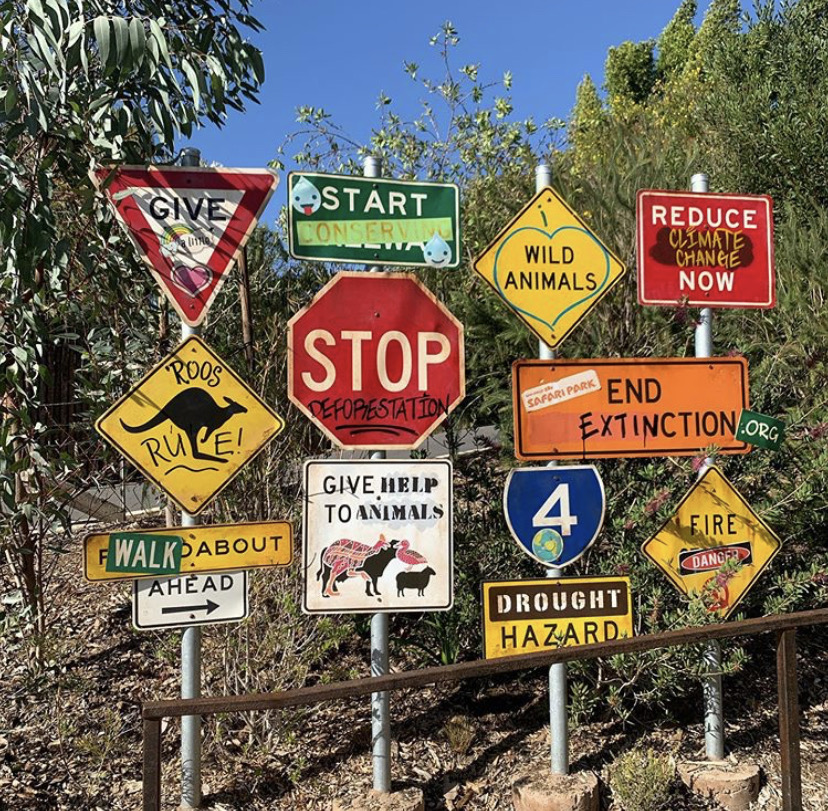 San Diego zoo using a display to communicate the need for change and education to help the earth. 